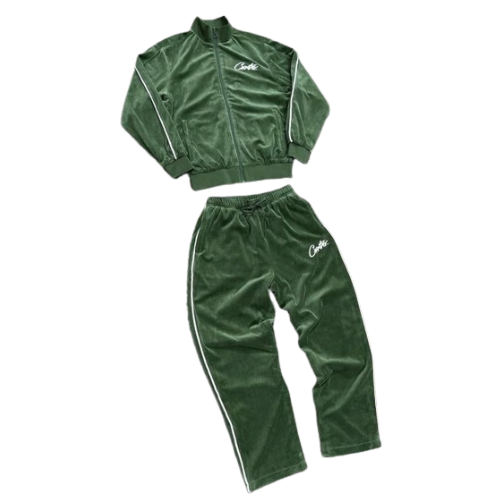 Conjunto Corteiz VVS Velour Jacket Green